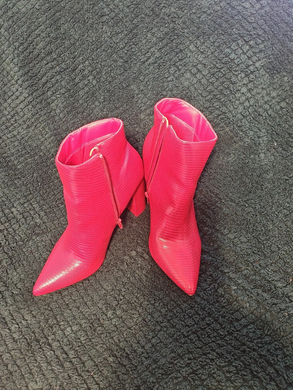 BAMBOO Hot Red Pointed Toe Ankle Booties